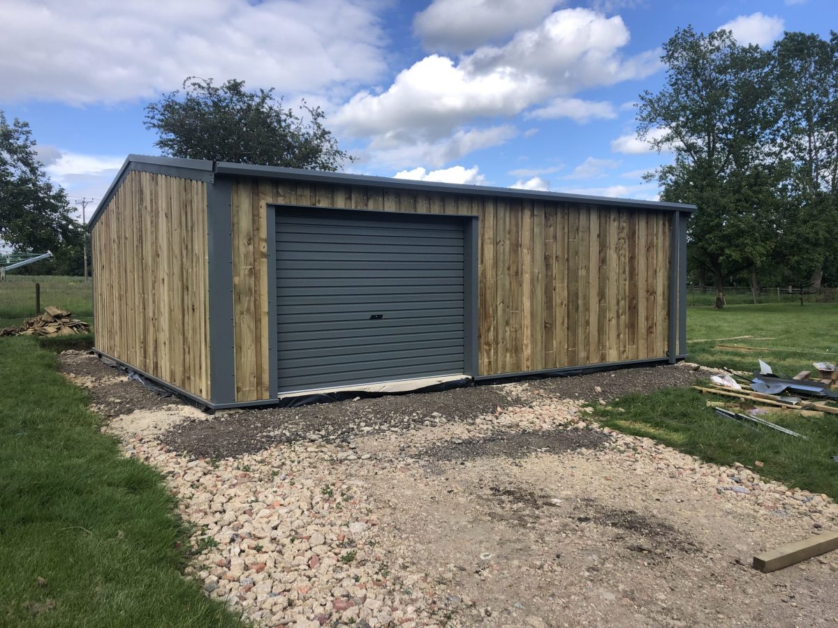 A workshop garage featuring castle boarding