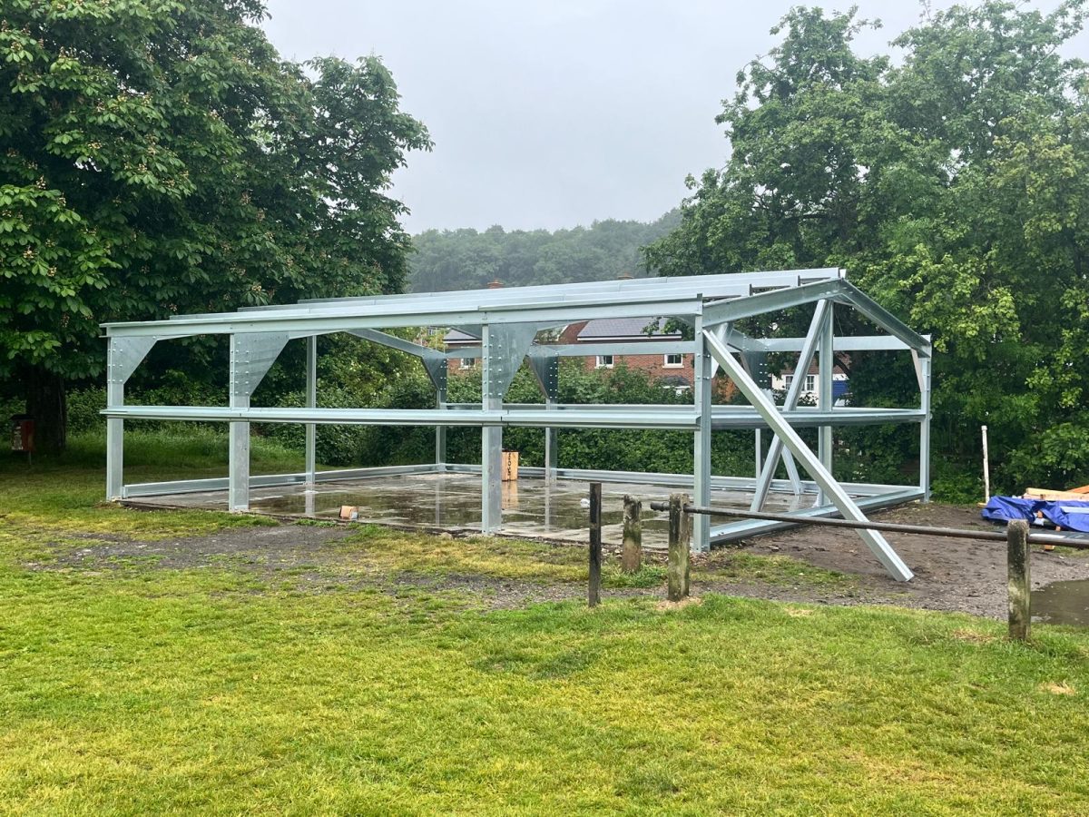 Cold rolled steel frame of teh building for Chesham Town Council